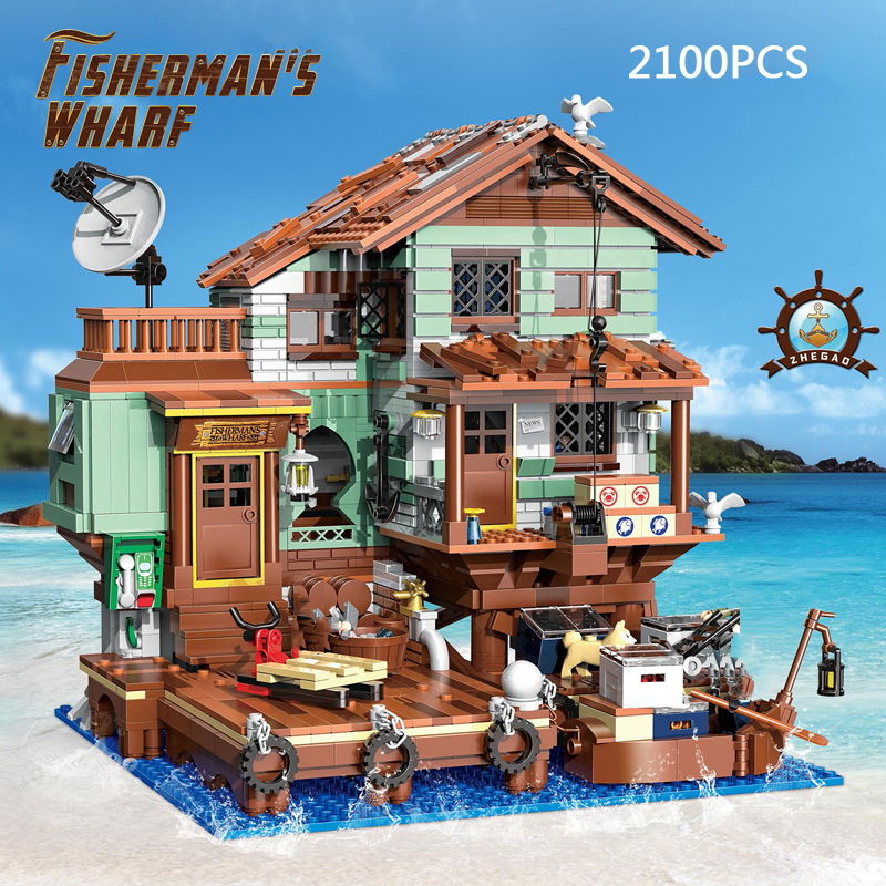 Lego Set City - Idea City Straßenlandschaft Mini-Block Fischerhafenhäuser Bausteine