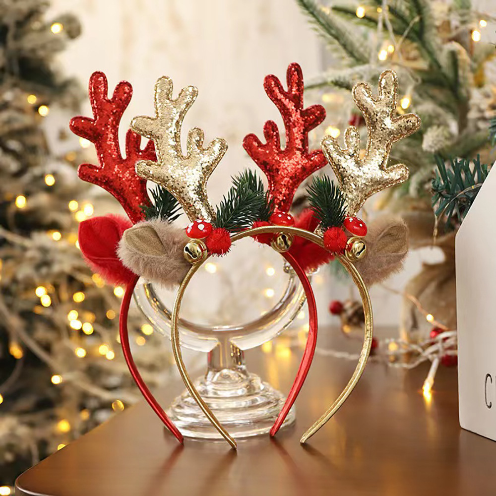 Reindeer Antlers Headband - Weihnachtliches Rehgeweih-Stirnband, festliches Haarband, niedliches Rehgeweih-Kopfschmuck