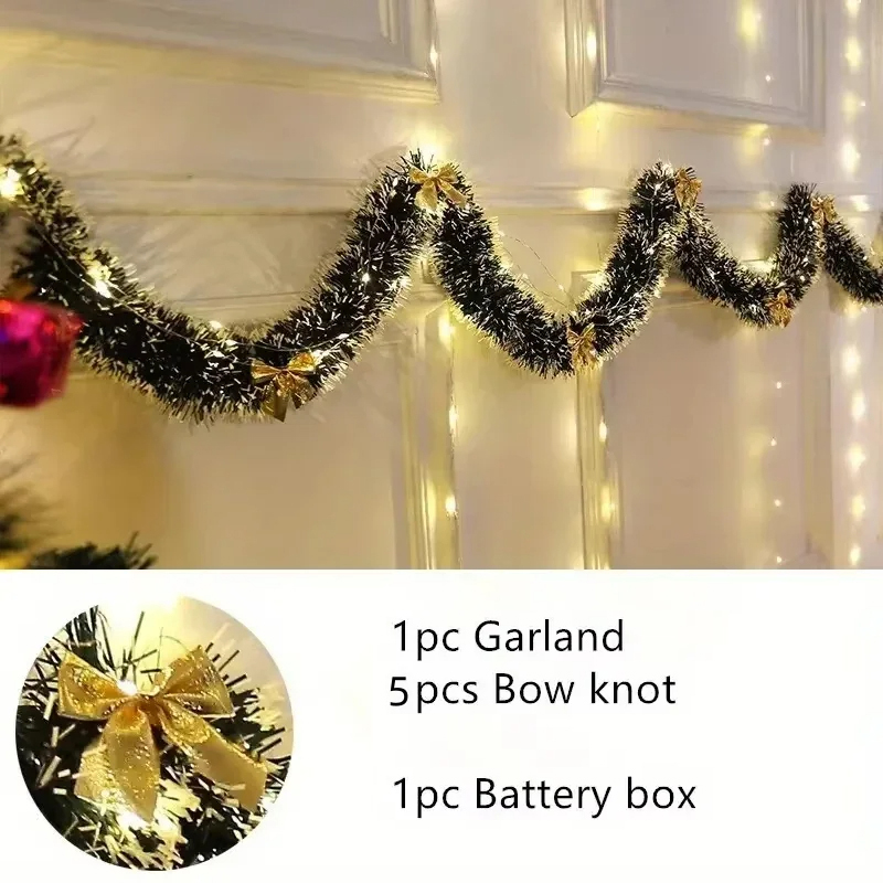 Led Fairy String Lights - 2M LED-Lichter-Weihnachtsgirlande, glänzende metallische Drehgirlande, hängende
