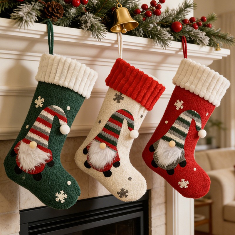 Christmas Stocking Hanging - Großer Gesichtsloser Alter Mann Weihnachtsstrumpf, Weihnachtsbaum-Kamin-Hängeornament,