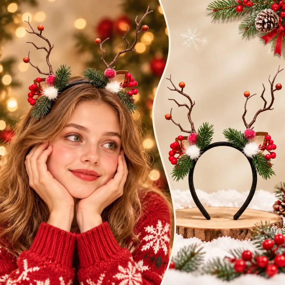 Weihnachts-Rehgeweih-Haarreif  – Reindeer Antlers Headband Bewertung und Preis